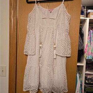 Lilly Pulitzer White Eyelet Cold-Shoulder Dress